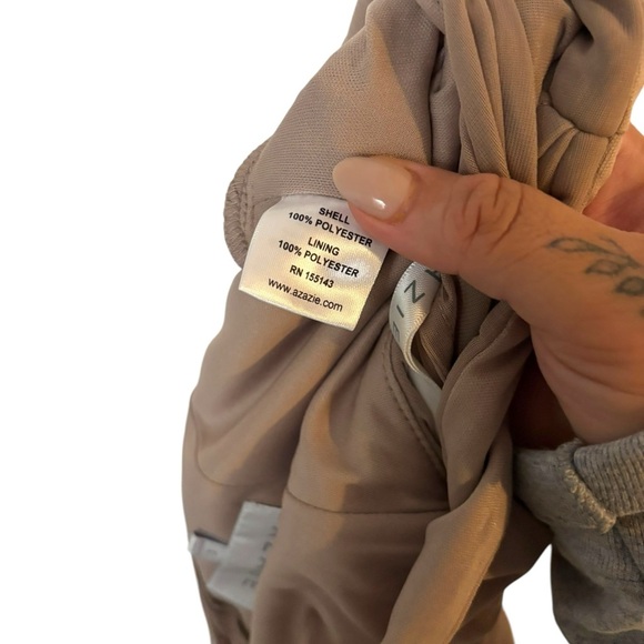 AZAZIE BRONWYN A-Line V-Neck Ruched Chiffon Dress | Brown | Size C - Picture 4 of 5